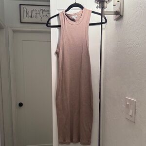James Perse Sleeveless Beige Midi Dress